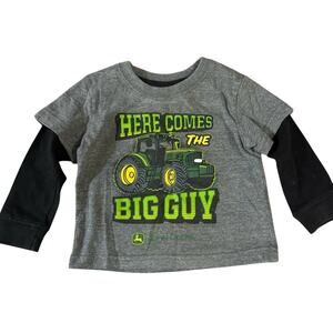 John Deere- Baby Long Sleeve Tee Gray with Green and Yellow Logo, Size 12M